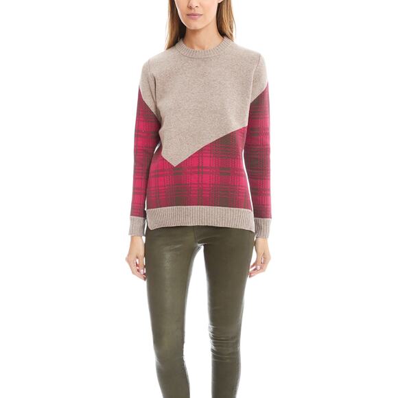 Thakoon Addition Multi Media Plaid Combo Crewneck Sweater